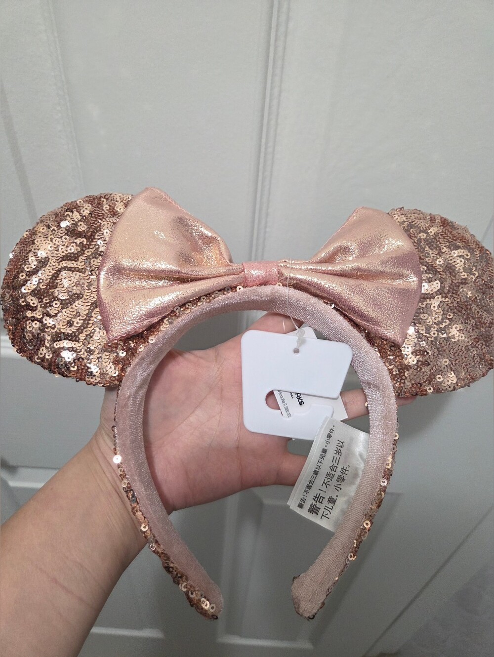 Disney Minnie Mouse Rose Gold Sequined Ears Headband